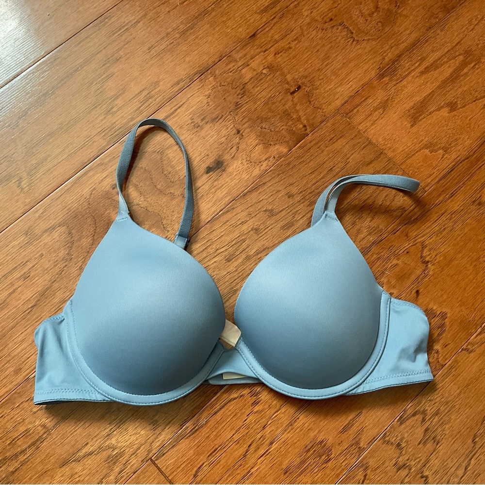 VS Pink Wear Everywhere Push Up Blue/Grey Padded Clasp Bra Size 34B